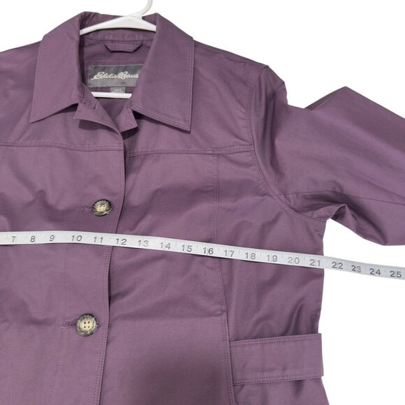 Eddie Bauer Womens Purple Trench Coat SZ L Button Closure Unlined Classic Style - Picture 4 of 11